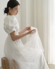 Load image into Gallery viewer, Satin puff sleeve slender dress