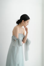Load image into Gallery viewer, Saxe blue color Ribbon sleeves dress