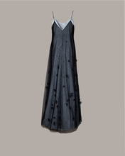 Load image into Gallery viewer, Black tulle flower camisole dress