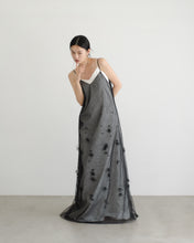 Load image into Gallery viewer, Black tulle flower camisole dress