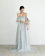 Load image into Gallery viewer, Saxe blue color Ribbon sleeves dress