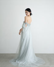 Load image into Gallery viewer, Saxe blue color Ribbon sleeves dress