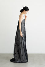 Load image into Gallery viewer, Black tulle flower camisole dress
