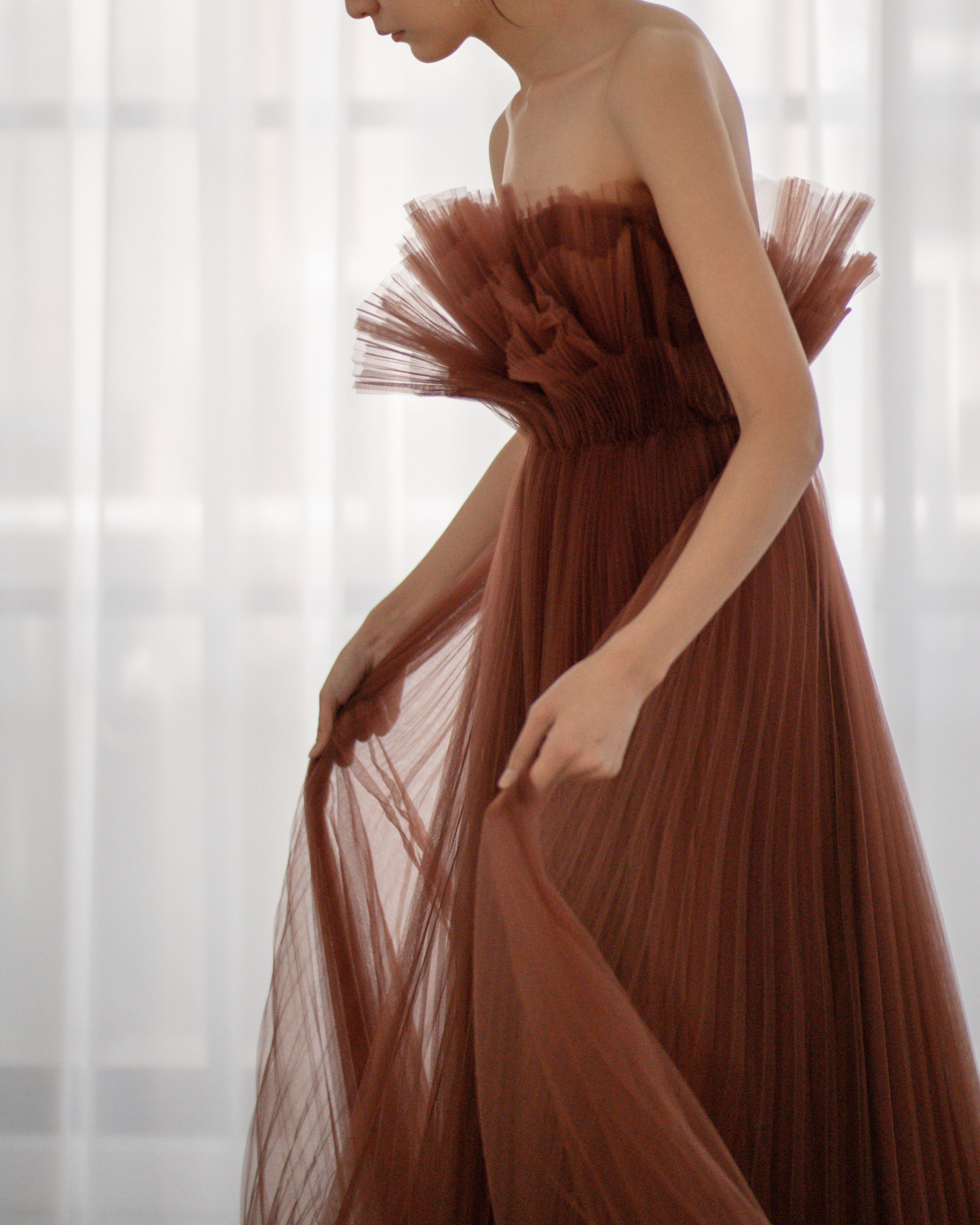 brick colour dress party wear Brick Red Backless Cocktail Midi Dress KAMEA