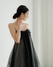 Load image into Gallery viewer, Black satin ribbon dress
